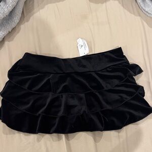 Windsor Black Satin Ruffle Mini Skirt